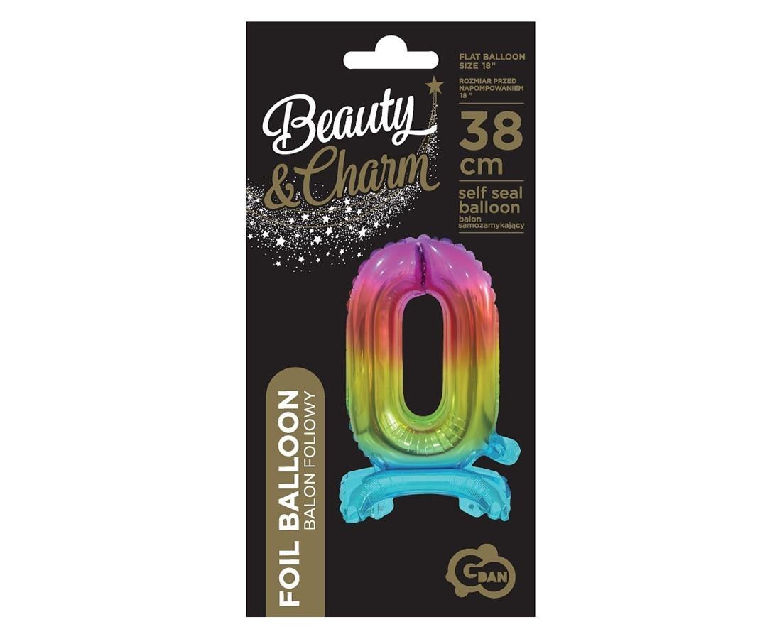 B&C FOIL BALLOON STANDING 0, RAINBOW, 38 CM GODAN